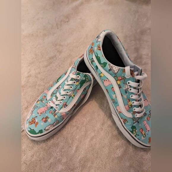 Vans Shoes - Vans Women's Shoes with Cartoon Print - Blue and White